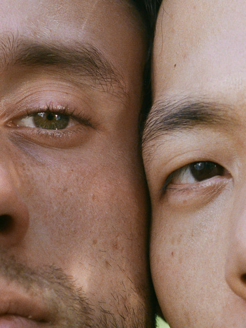 Close-up of two faces representing AEVUM's cellular resilience pillar