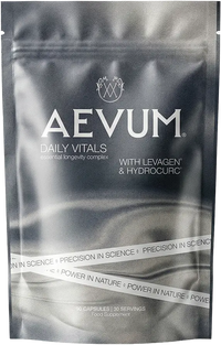 AEVUM Daily Vitals longevity supplement pouch, 90 capsules with Levagen®+ and HydroCurc®
